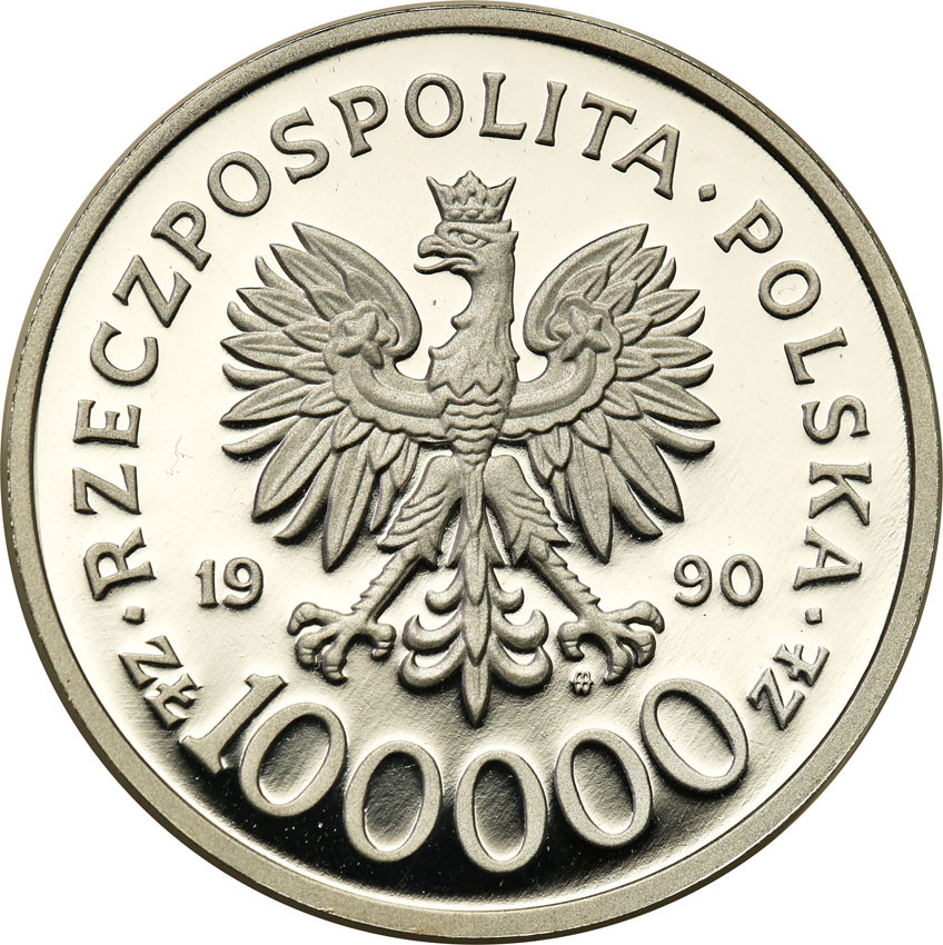 III RP. 100.000 złotych 1990 gruba Solidarność